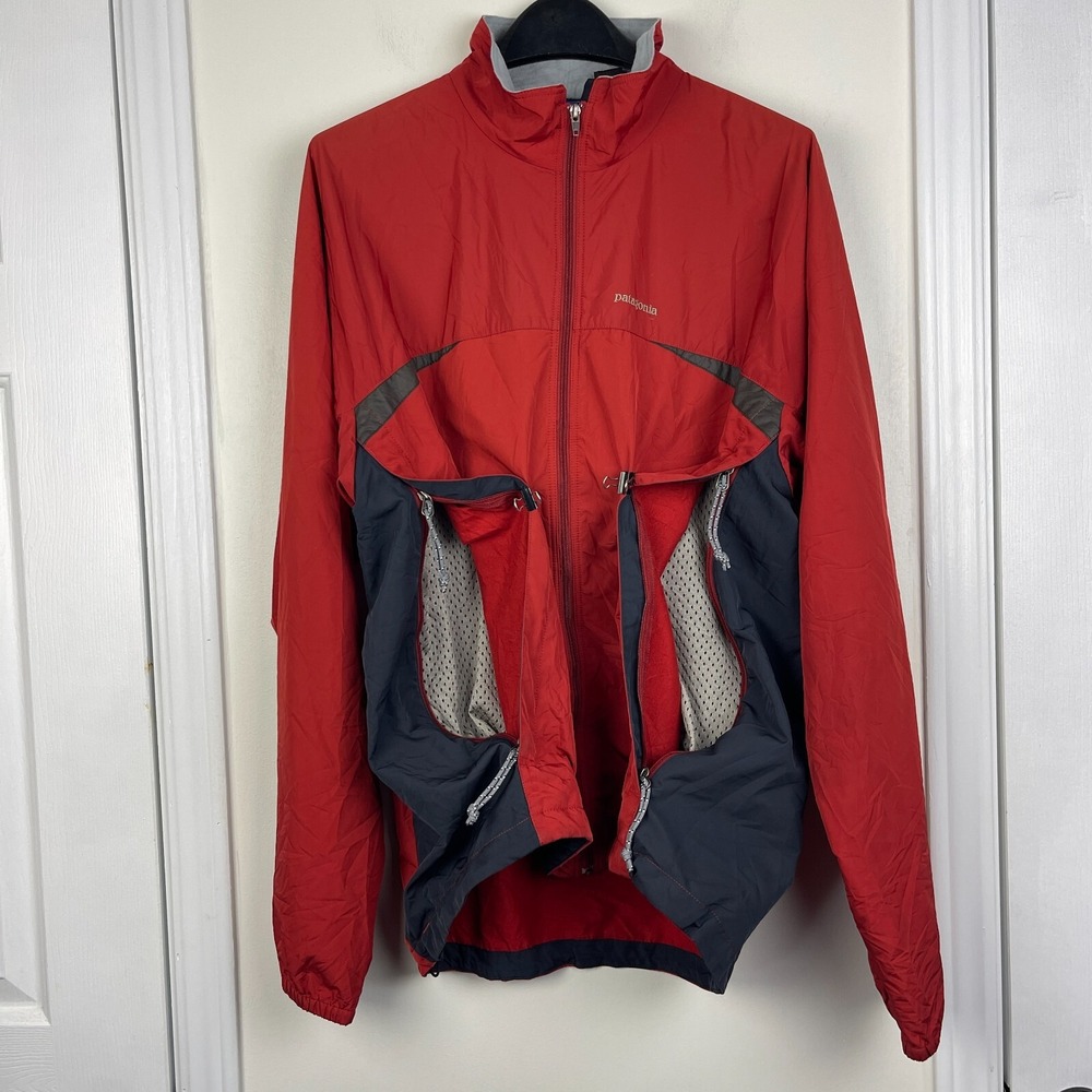 VTG Patagonia Integral Windbreaker Jacket Mens L Vented Mock Neck Red Zip *Read - Picture 4 of 11